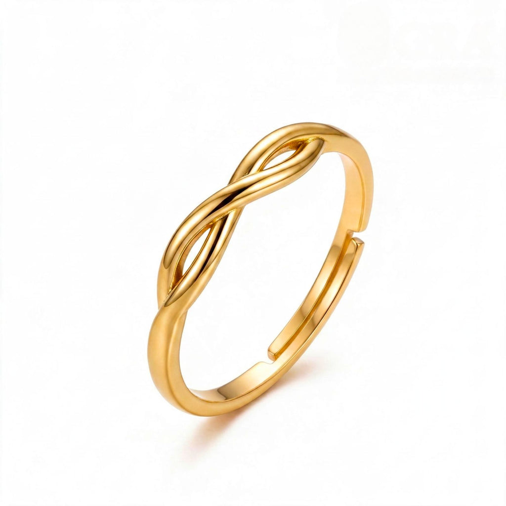 Zavera Brass 22K  Infinity Knot Gold Plated Ring For Women