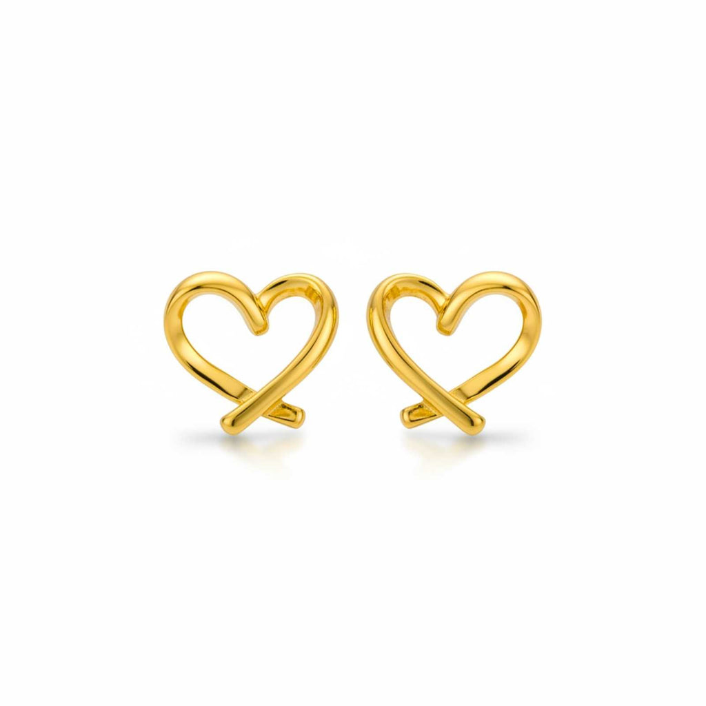 Elegant Love Heart Gold Plated Stud Earrings For Women