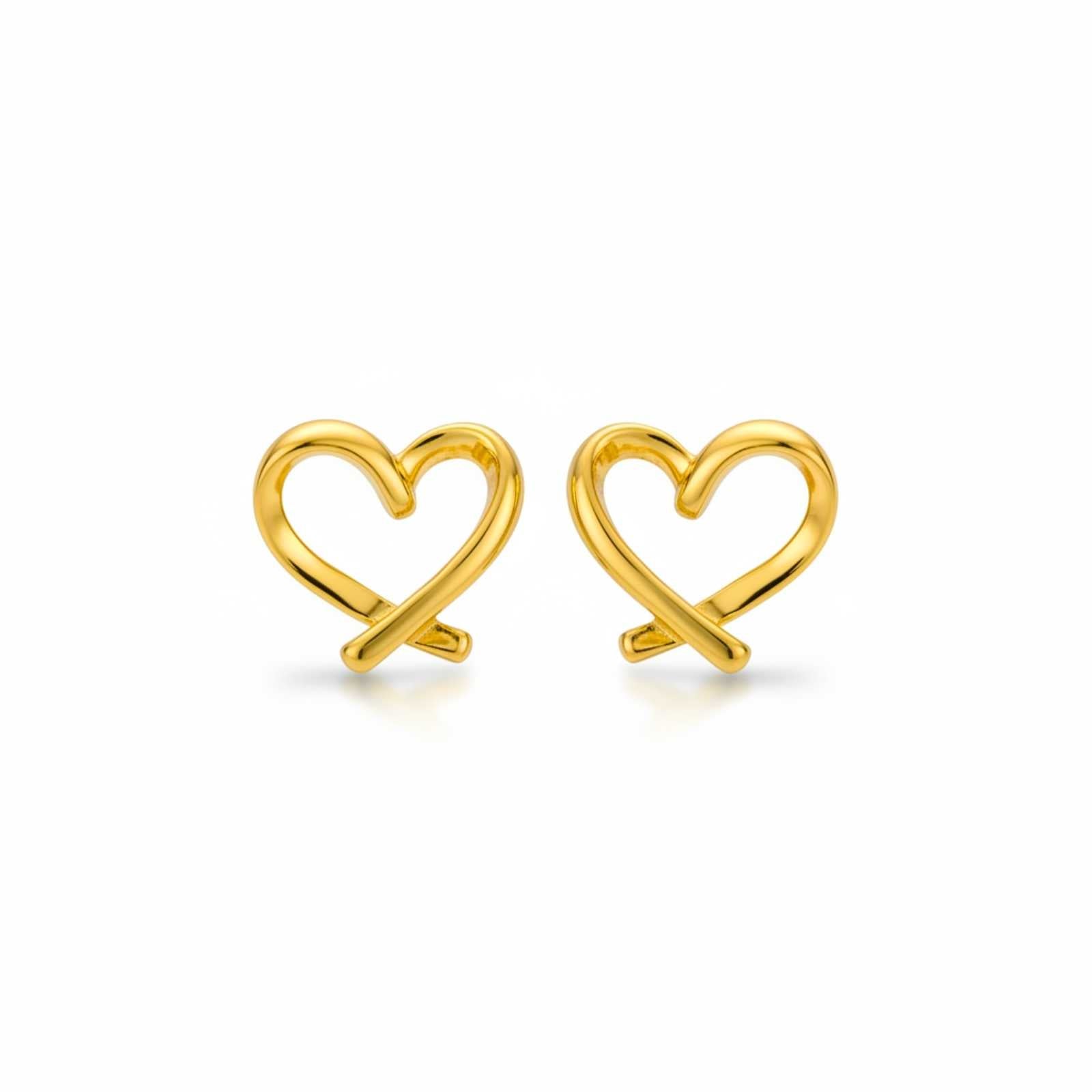 Elegant Love Heart Gold Plated Stud Earrings For Women