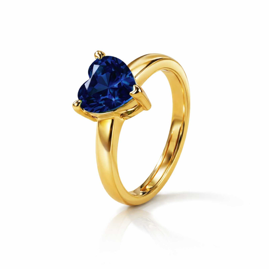 Navy Blue Heart Gold Plated Adjustable  Ring