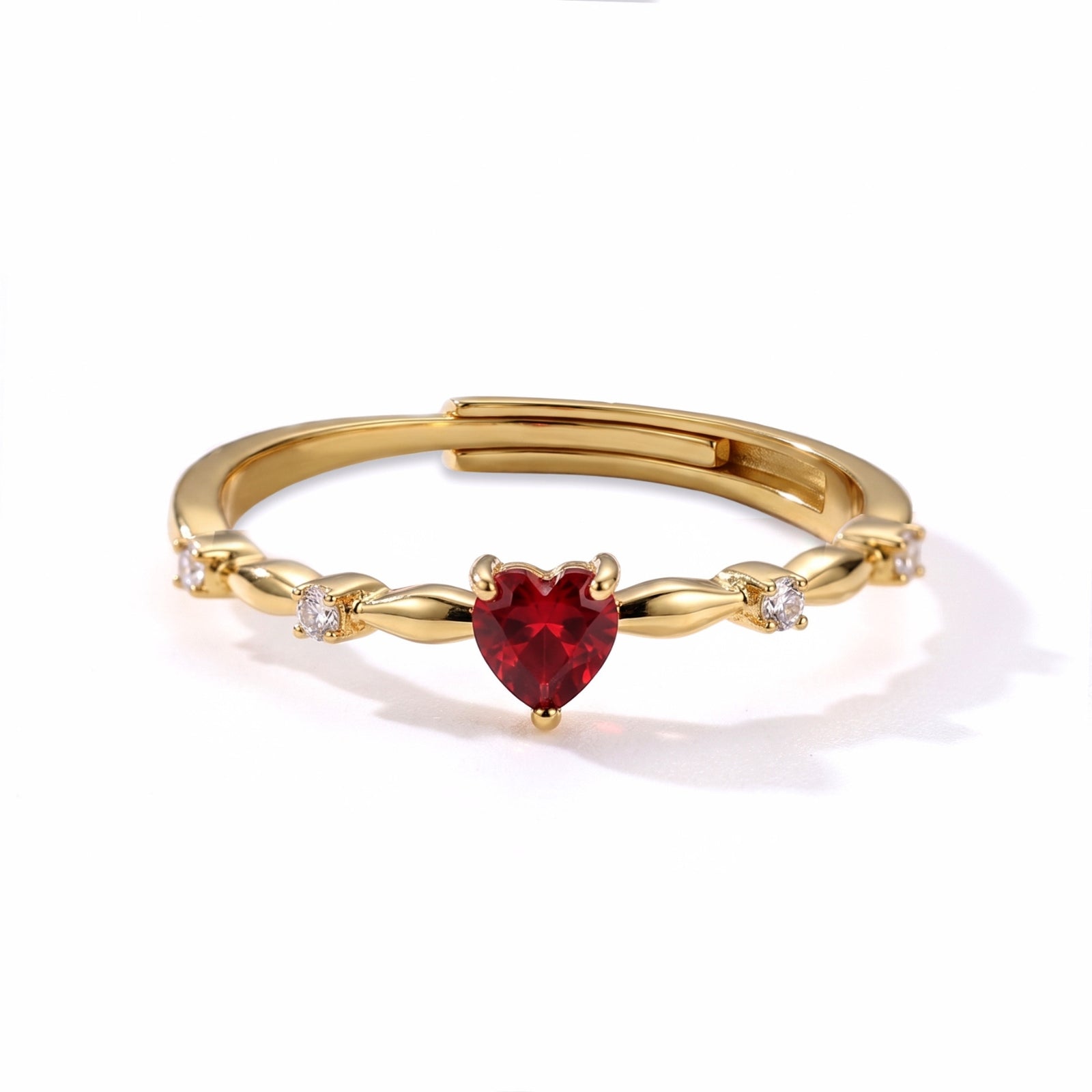 Zavera Brass 22K Crimson Heart Gold Plated Ring For Women