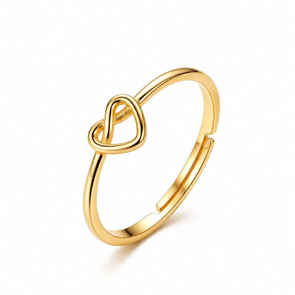 Zavera Brass 22K  Love Knot Heart Gold Plated Ring For Women
