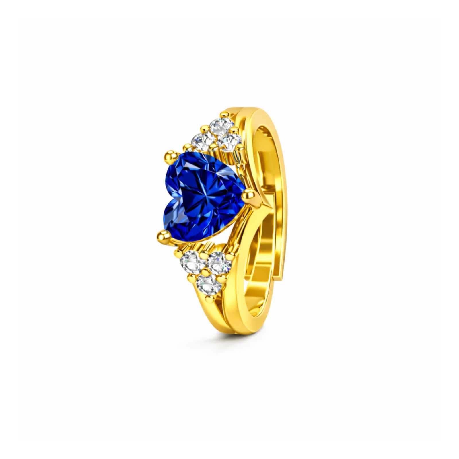 Crystal Love Sapphire AD Heart Adjustable Engagement Ring