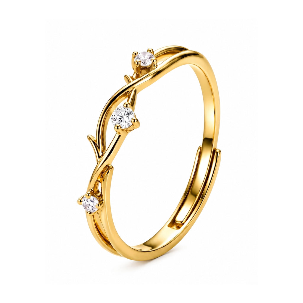 Zavera Brass 22K Twisted Vine Gold Plated Ring For Women