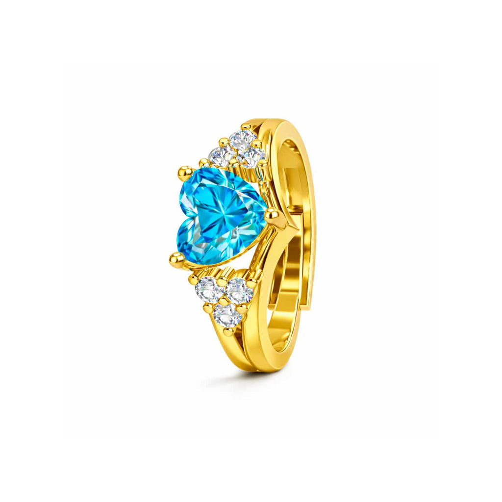 Royal Blue Diamond Gold Plated Love Ring