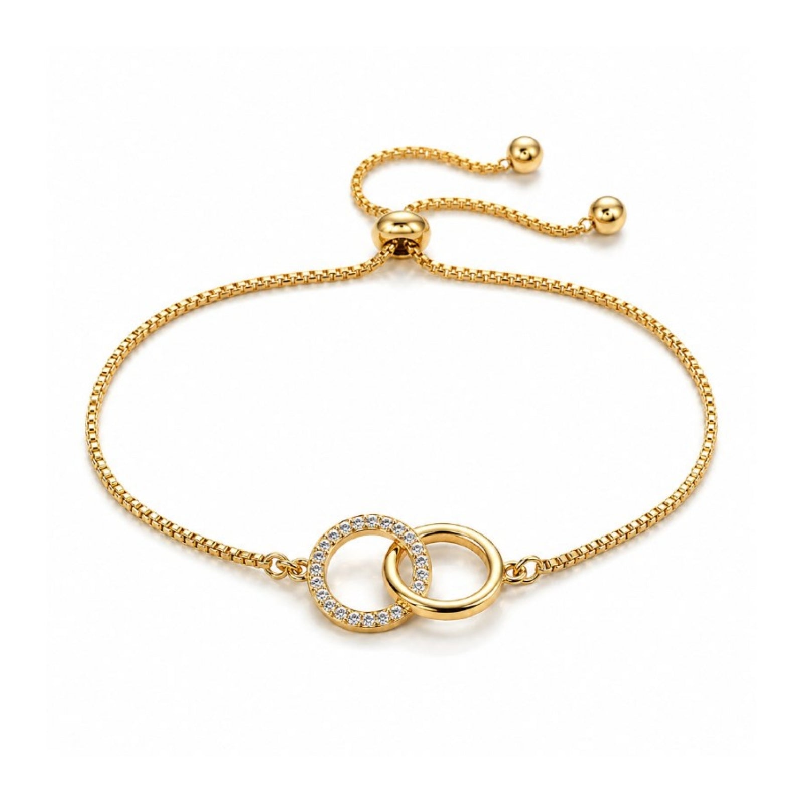 Zavera Gold Plated American Diamond Interlocking Circle Bracelet for Women