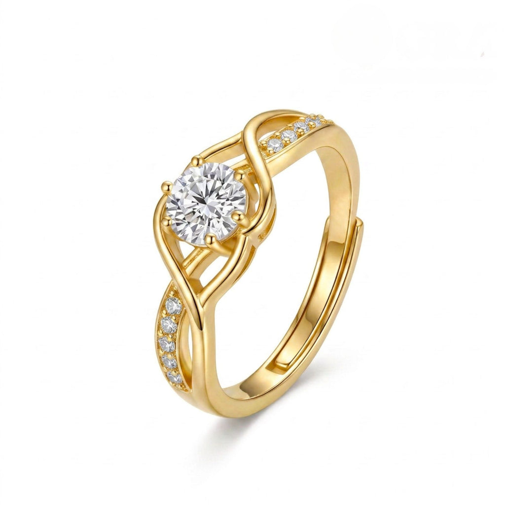 Zavera Brass 22K  Classic Infinity Engagement Style Gold Plated Ring For Women