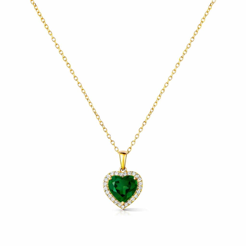 Zavera Gold Plated Emerald Heart Halo Pendant