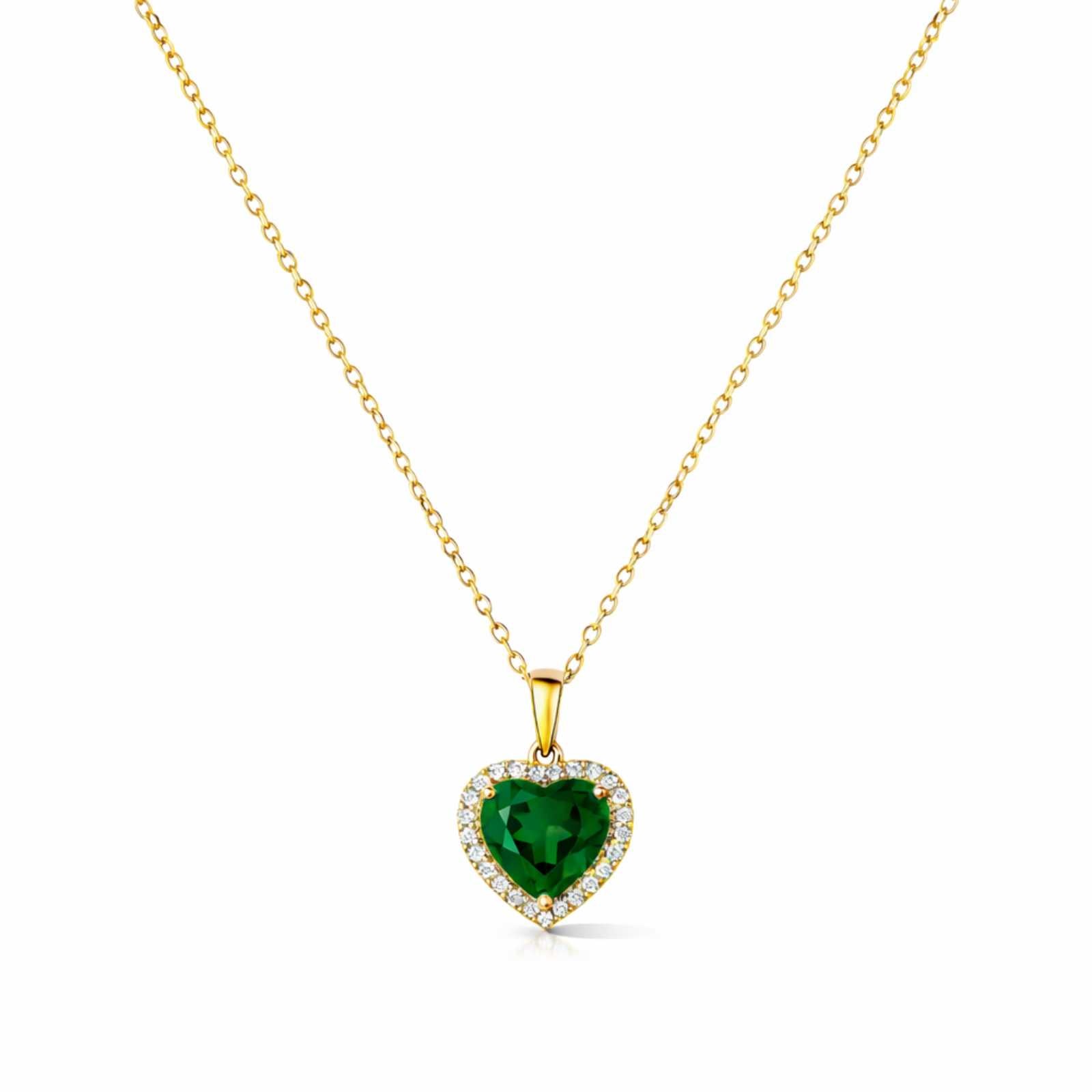 Zavera Gold Plated Emerald Heart Halo Pendant