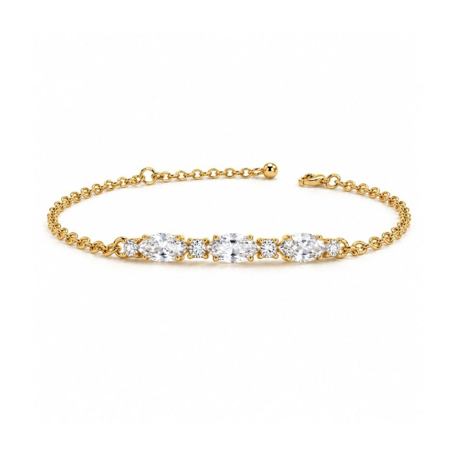 Zavera Gold Plated Dazzling Oval Cut American Diamond Bracelet for Women