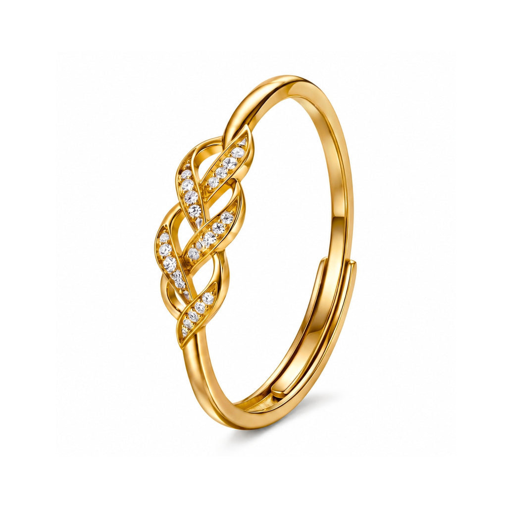 Zavera Brass 22K Infinity Knot Gold Plated Ring For Women
