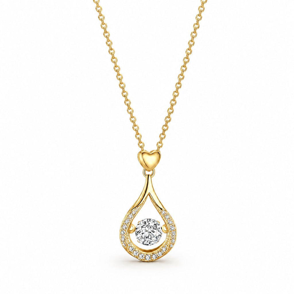 Zavera Gold Plated Heart Drop Pendant Necklace For Women