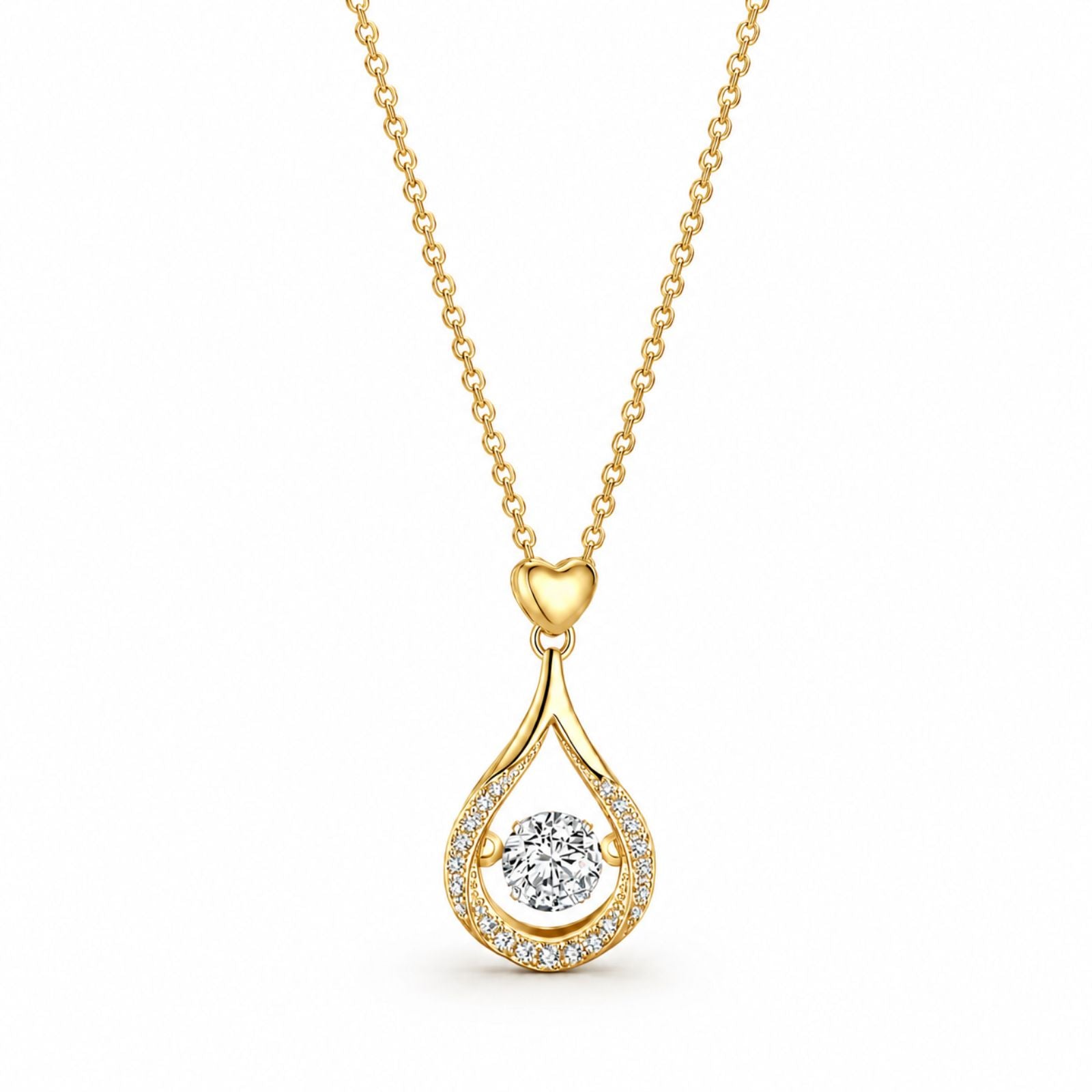 Zavera Gold Plated Heart Drop Pendant Necklace For Women