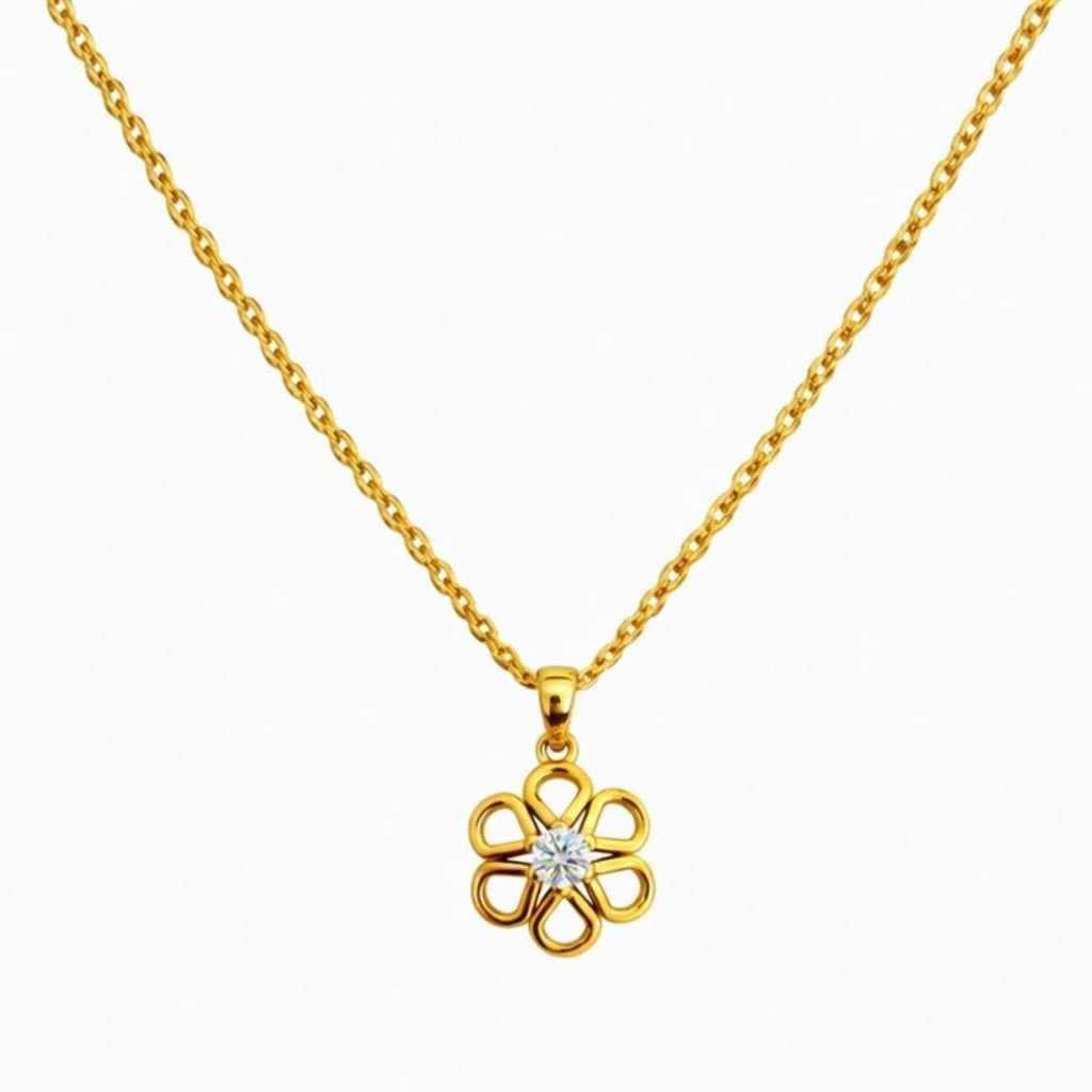 Zavera Floral Design Crystal Pendant Gold Plated