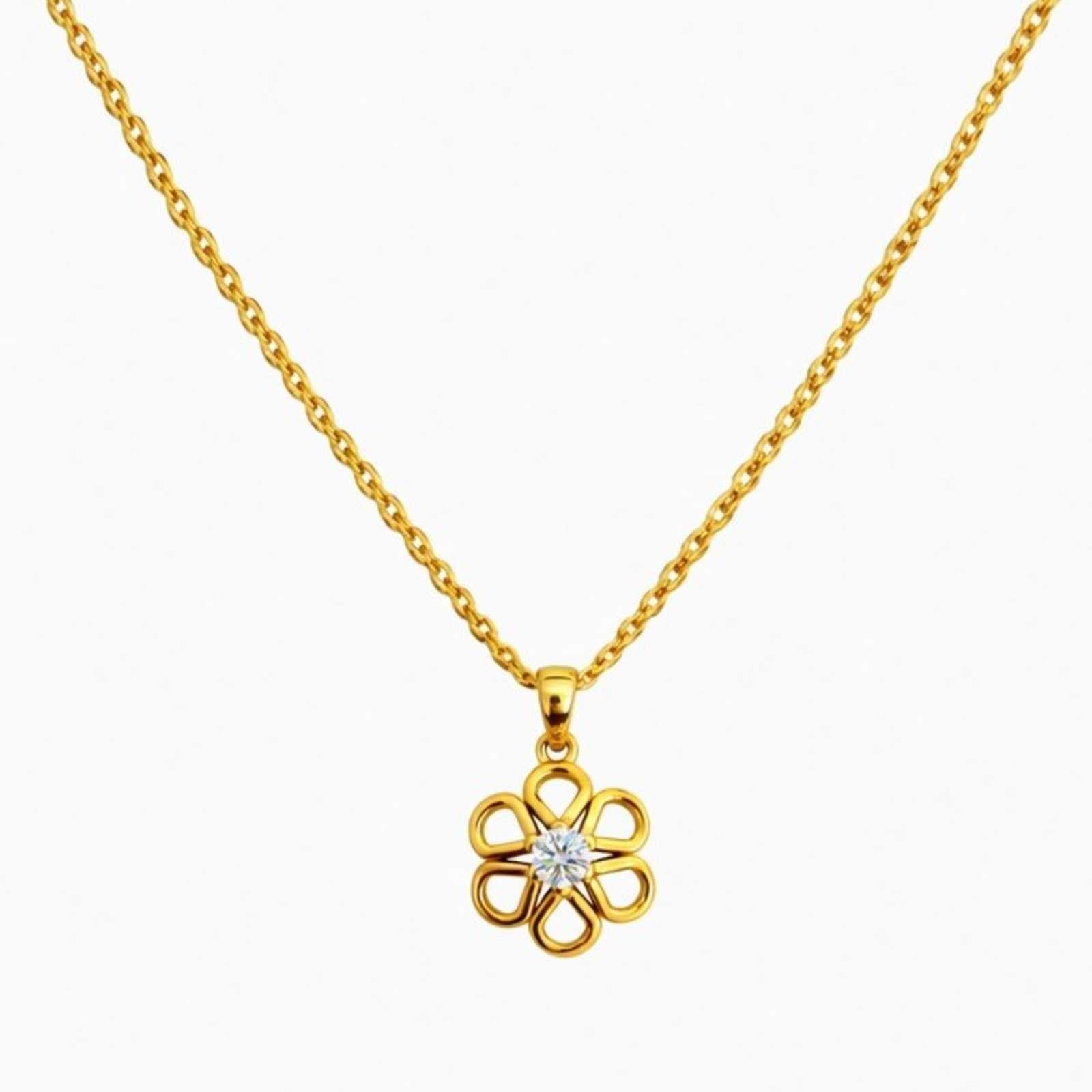 Zavera Floral Design Crystal Pendant Gold Plated