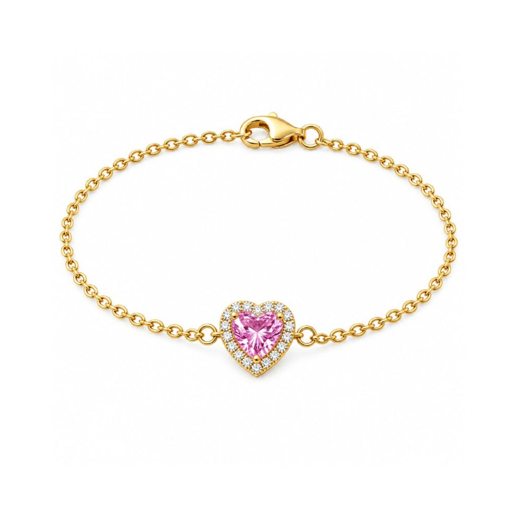 Zavera Gold Plated Pink Heart Bracelet for Women