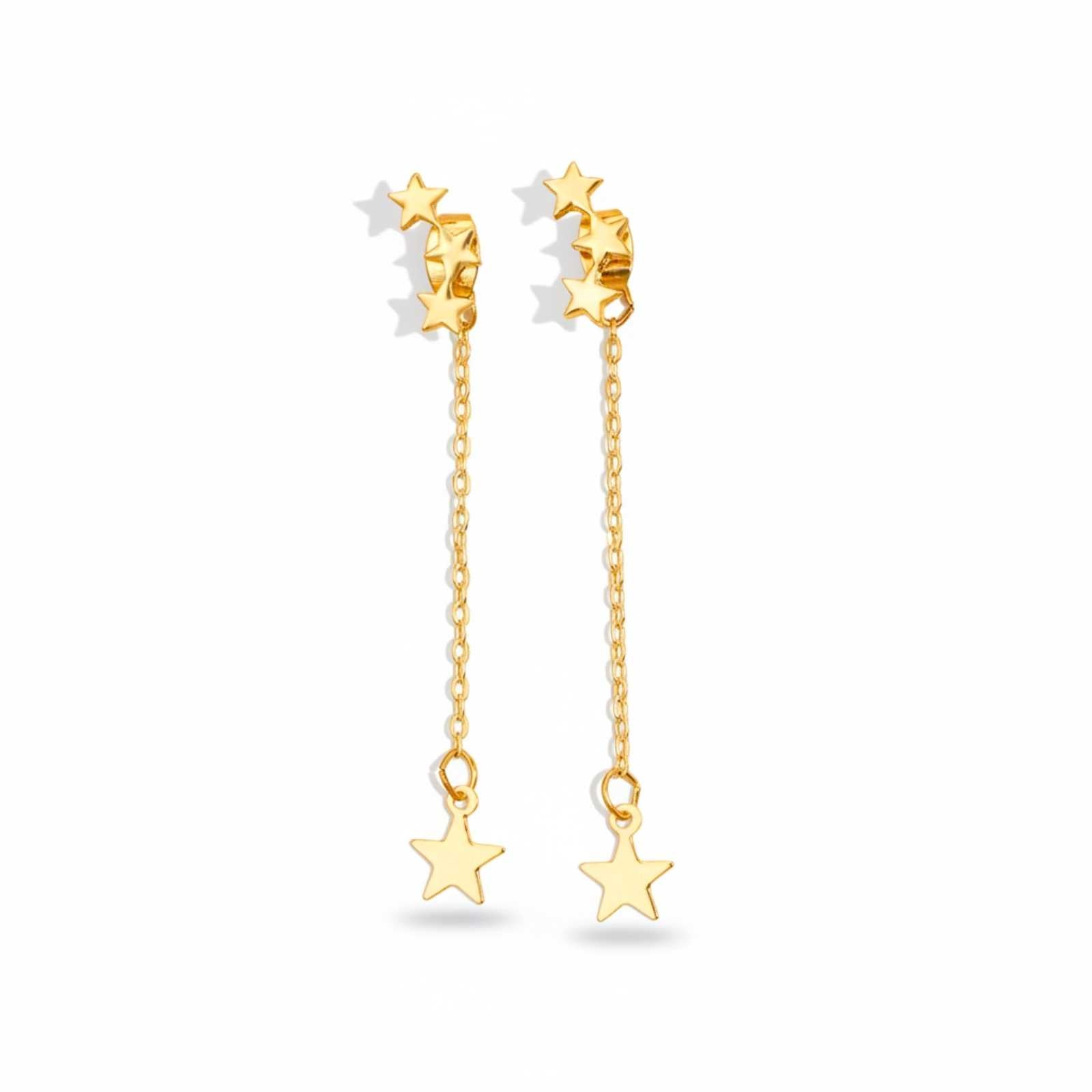 Celestial Star Gold Plated Drop Earrings For Women
