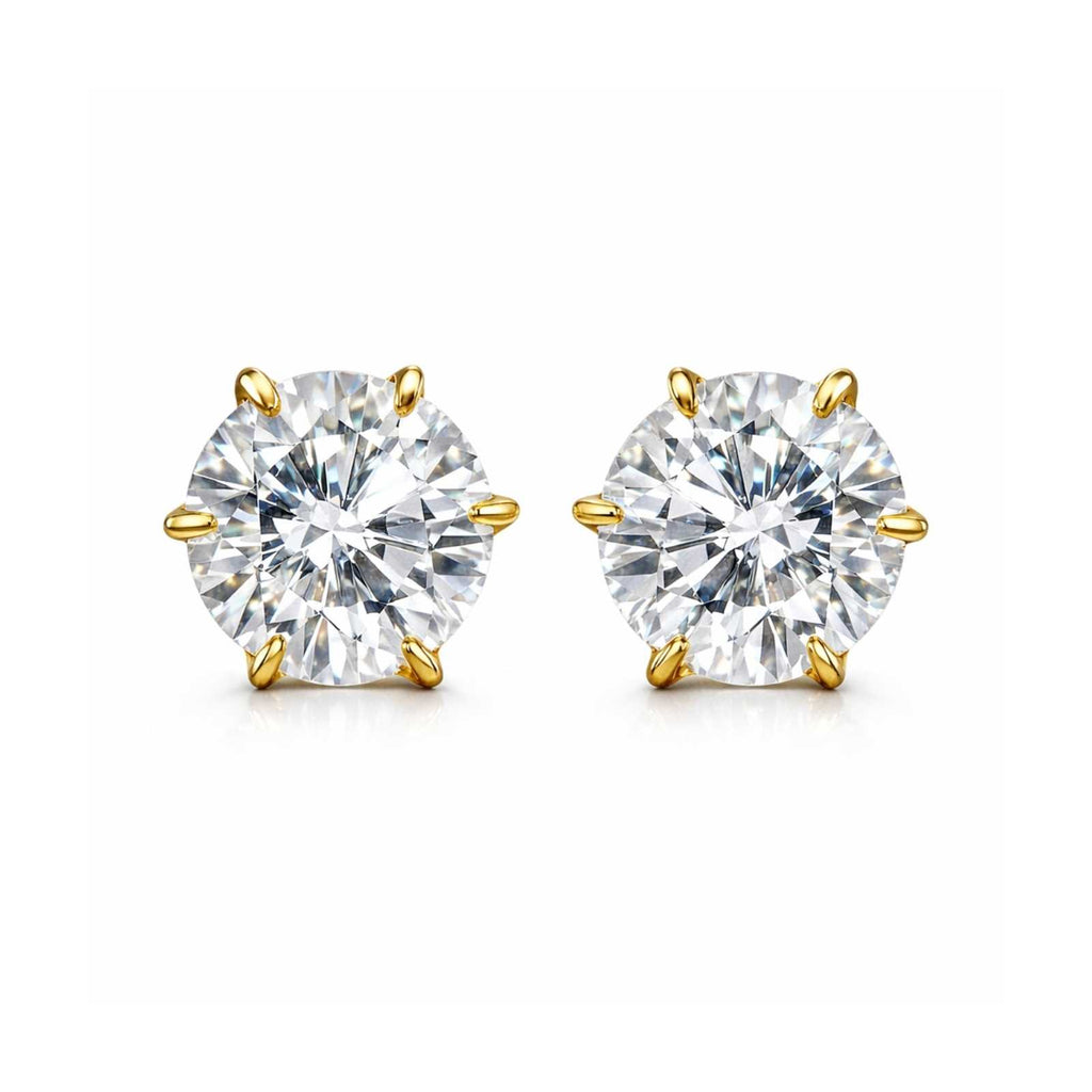 Zavera Six-Prong Solitaire Gold Plated Stud Earrings