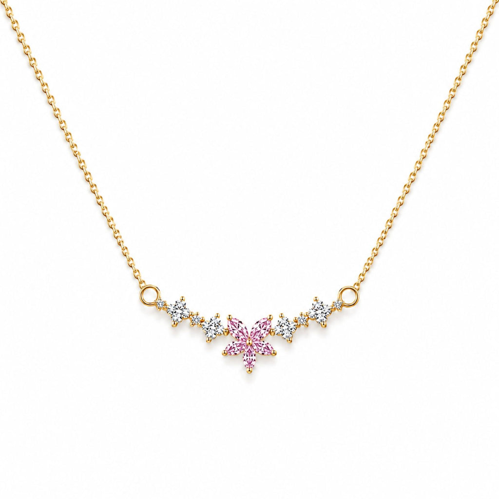 Zavera Gold Plated Pink Flower Pendant For Women