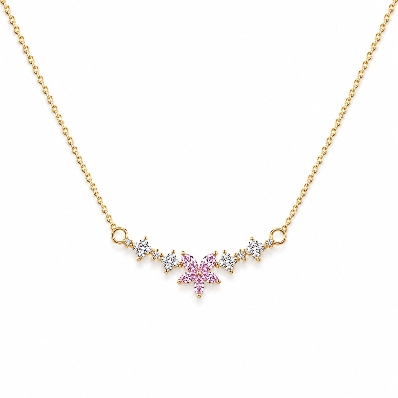 Zavera Gold Plated Pink Flower Pendant For Women