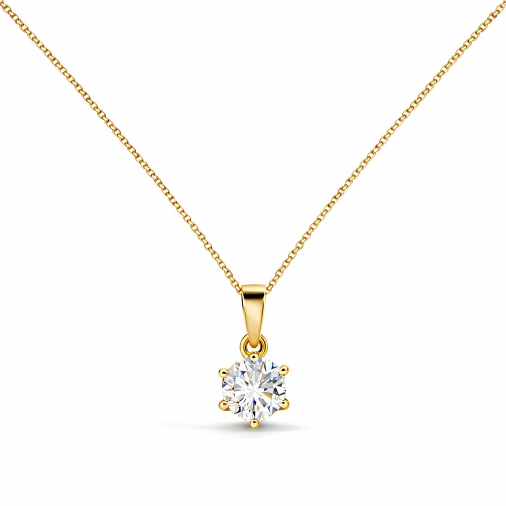 Zavera Round Solitaire Diamond Gold Plated Pendant