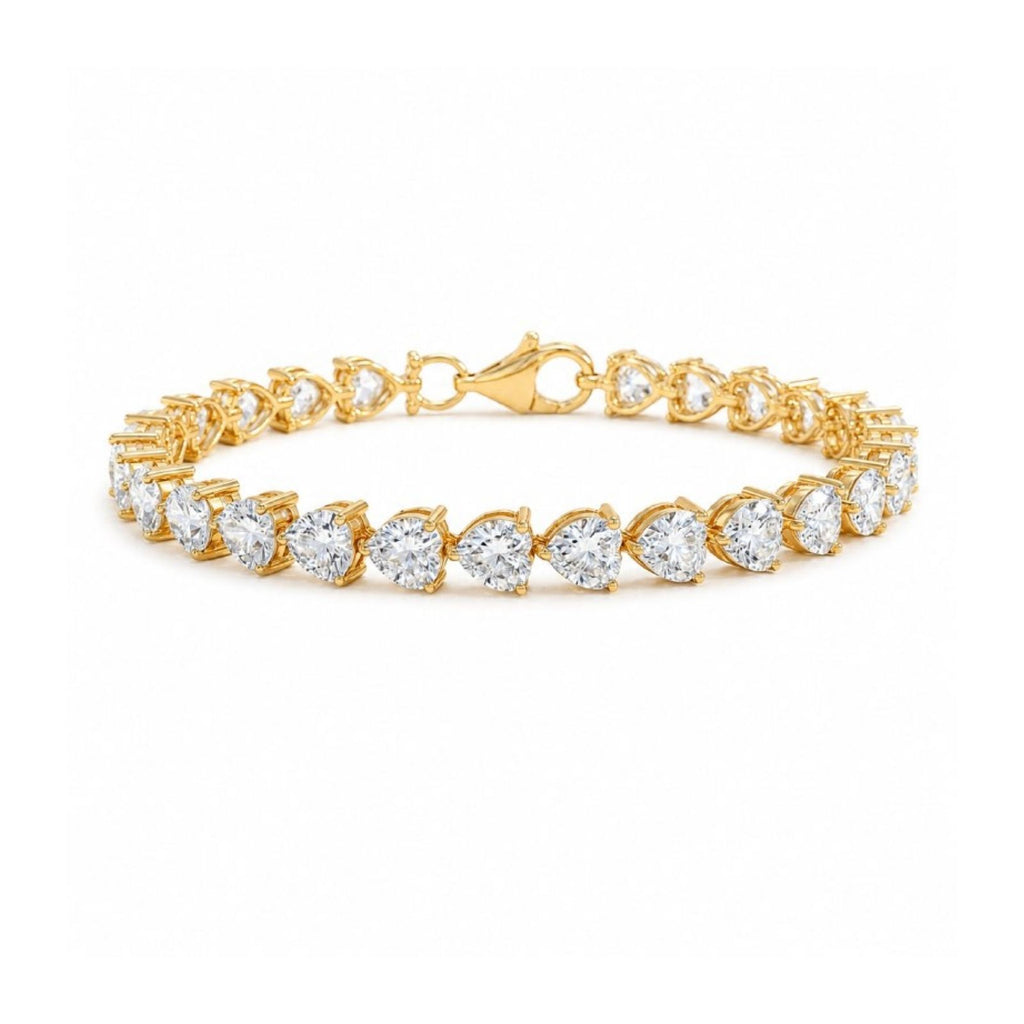 Zavera Gold Plated Heart Cut CZ Crystal Tennis Bracelet for Women
