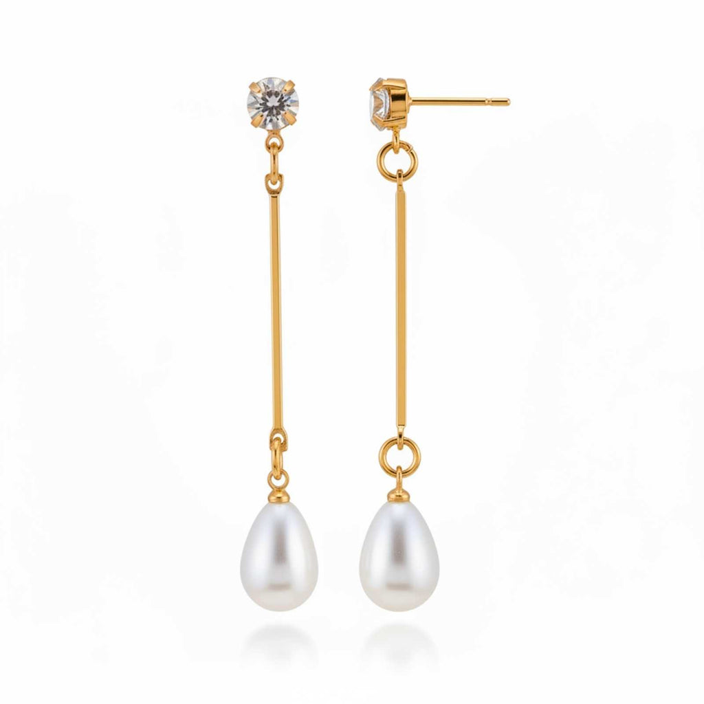 Pearl Gold Plated Dangle Earrings For Women