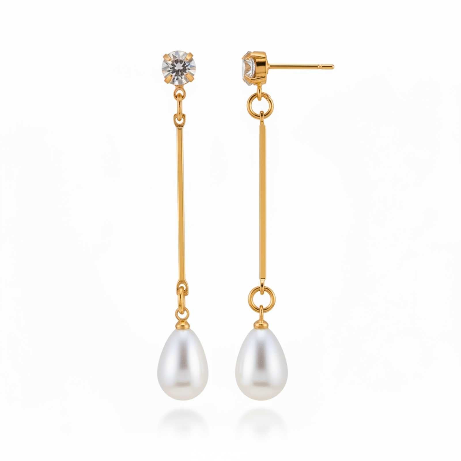 Pearl Gold Plated Dangle Earrings For Women