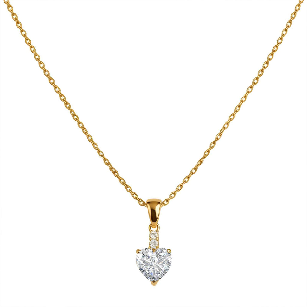 Zavera Classic Heart Solitaire Diamond Gold Plated Pendant