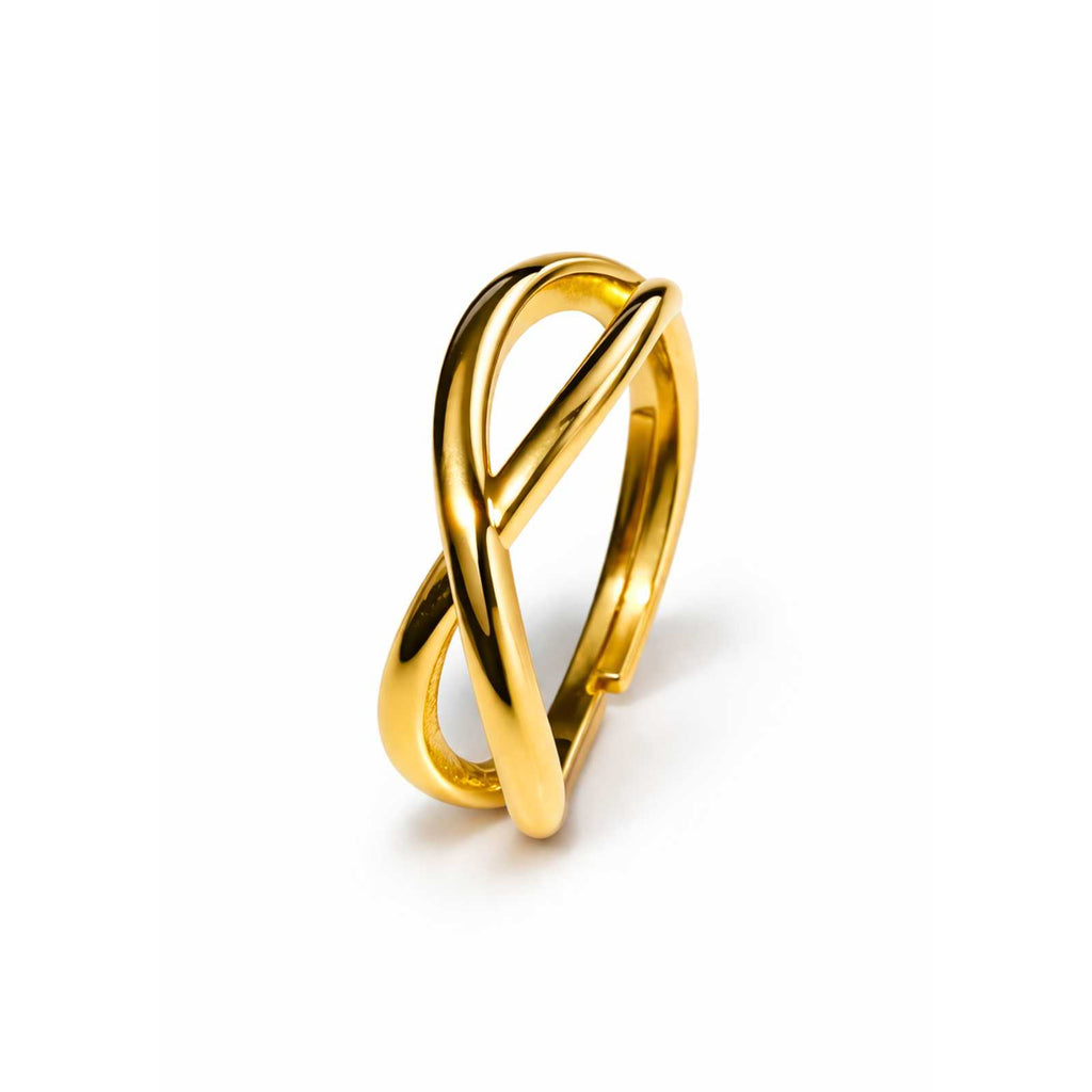 Zavera Men Twist Band Design Adjustable Ring Gold Plated