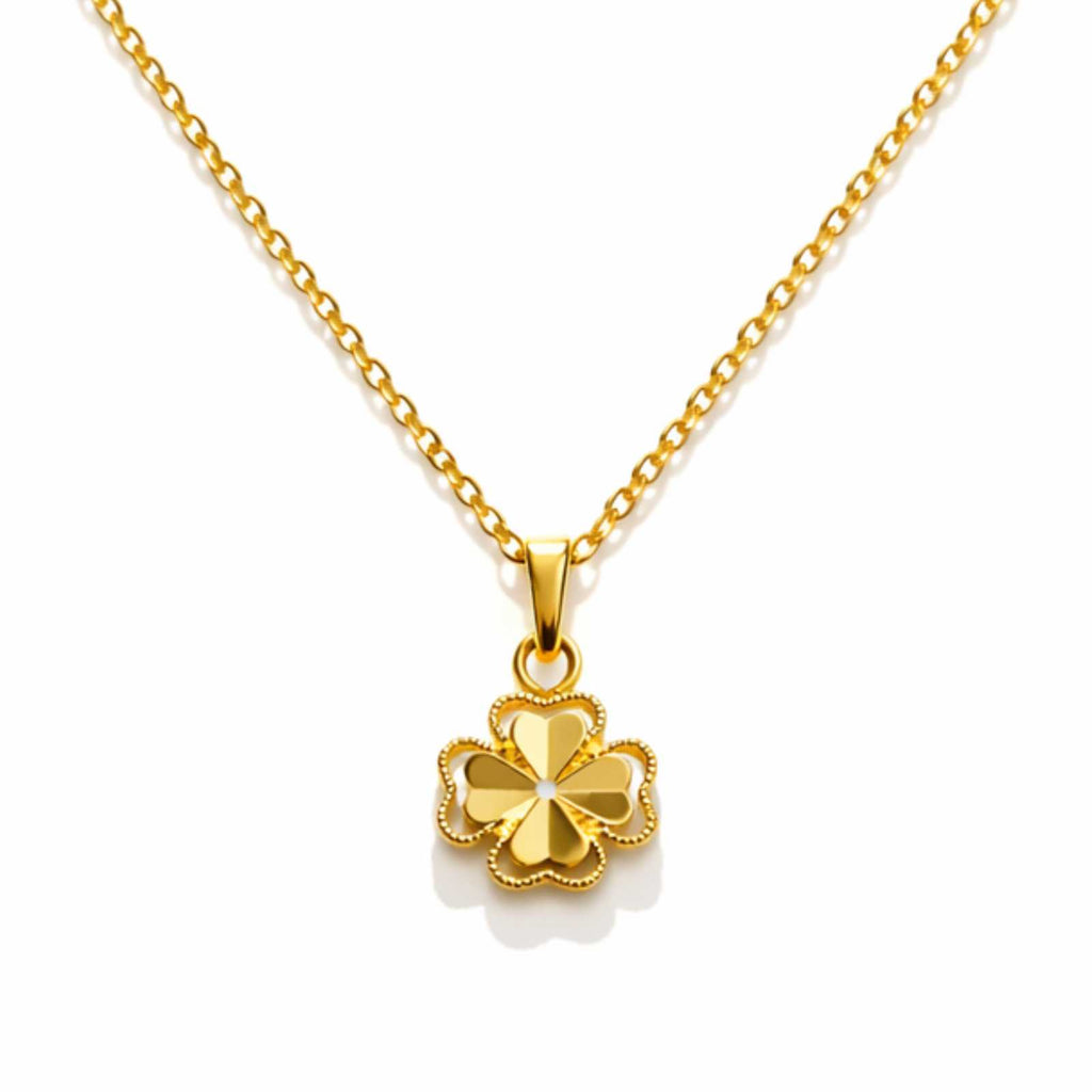 Zavera Clover Flower Design Pendant Gold Plated