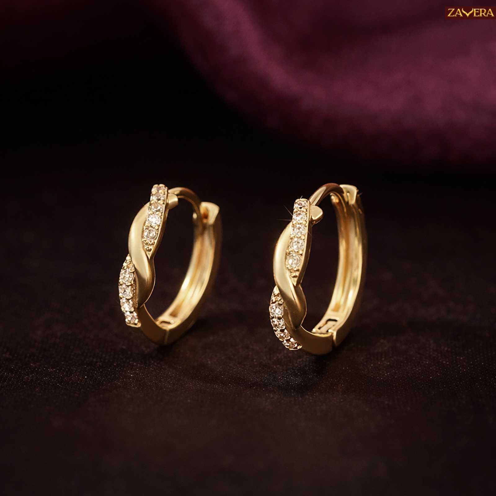 Twisted Gold Plated Hoop Earrings For Women