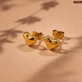 Romantic Heart Gold Plated Stud Earrings For Women