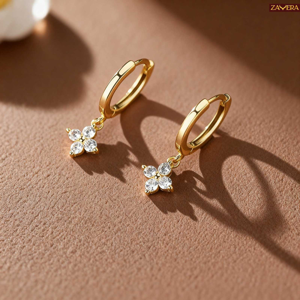 Minimal Gold Plated Flower Hoop Earrings