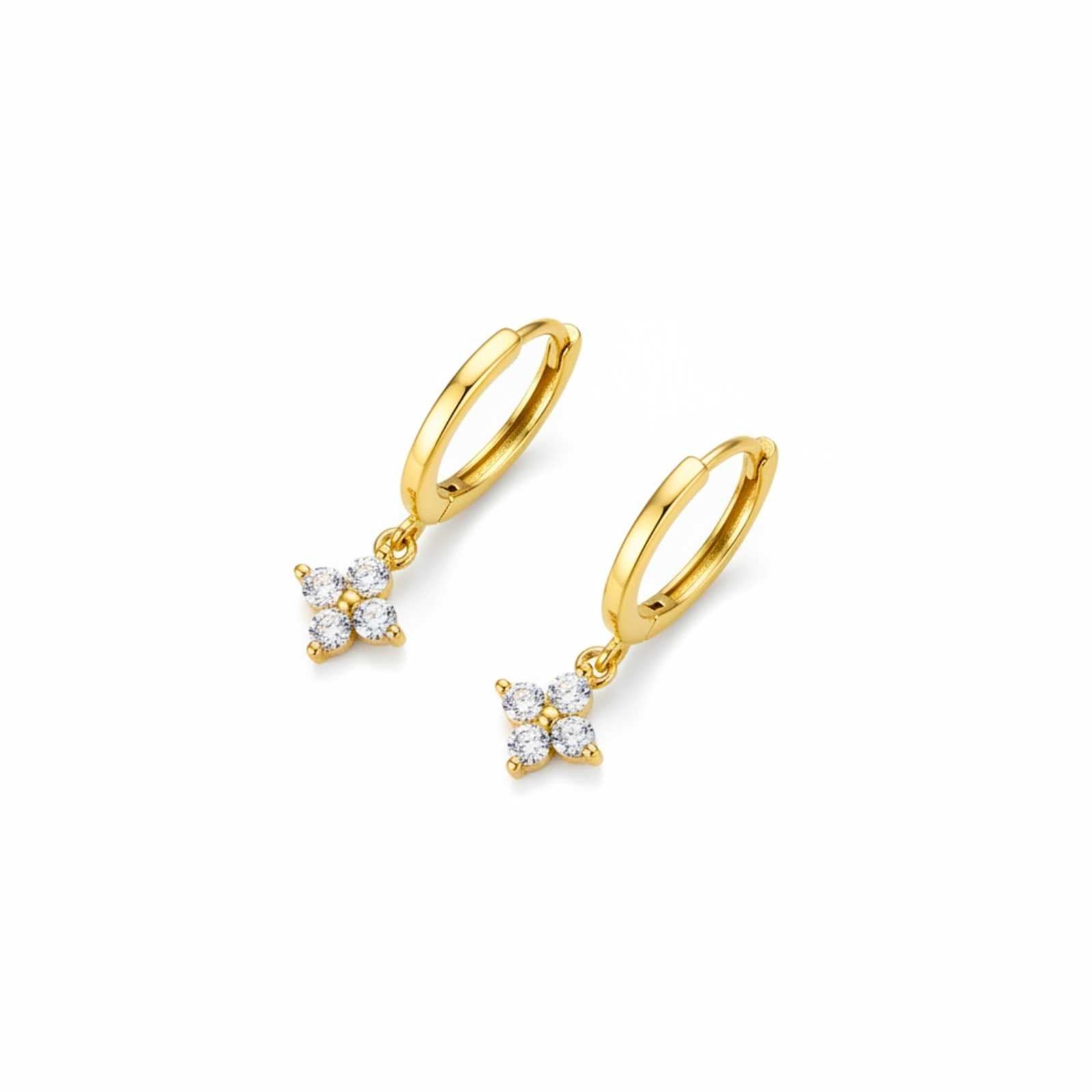 Elegant Flower Drop Gold Plated Hoop Earrings For Women