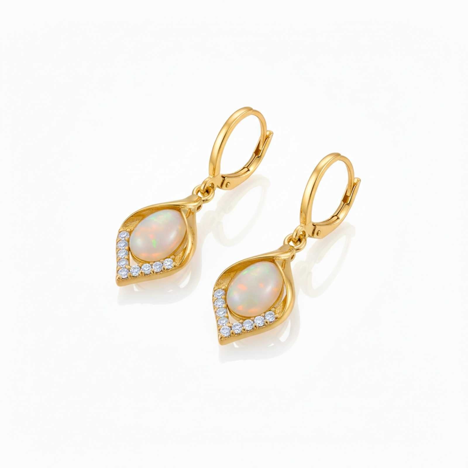 Teardrop Crystal Gold Plated Dangle Earrings For Women