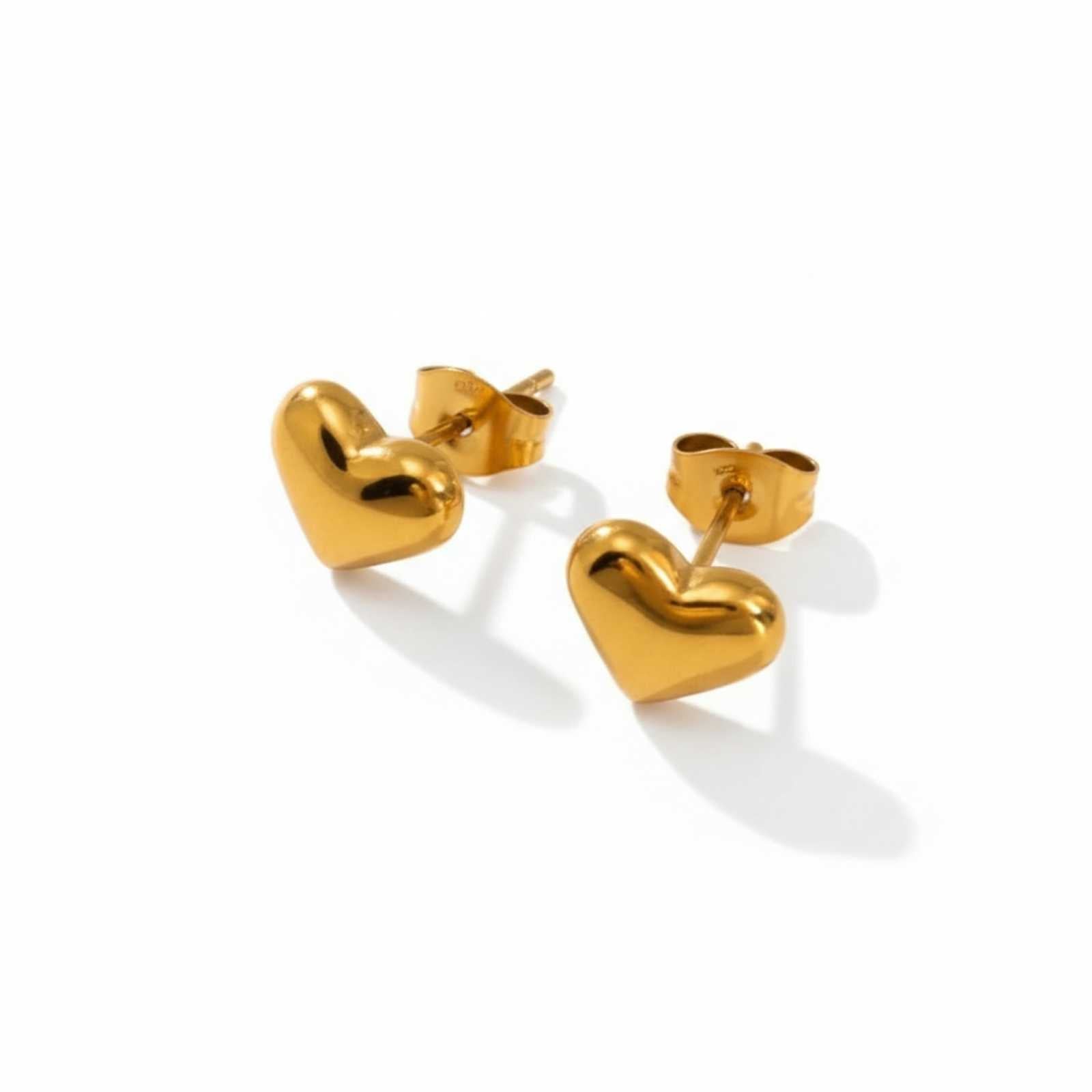 Romantic Heart Gold Plated Stud Earrings For Women