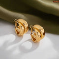 Statement Double Hoop Gold Plated Earrings For Women