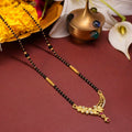 Zavera Sparkling Leaf Charm Gold Plated Mangalsutra