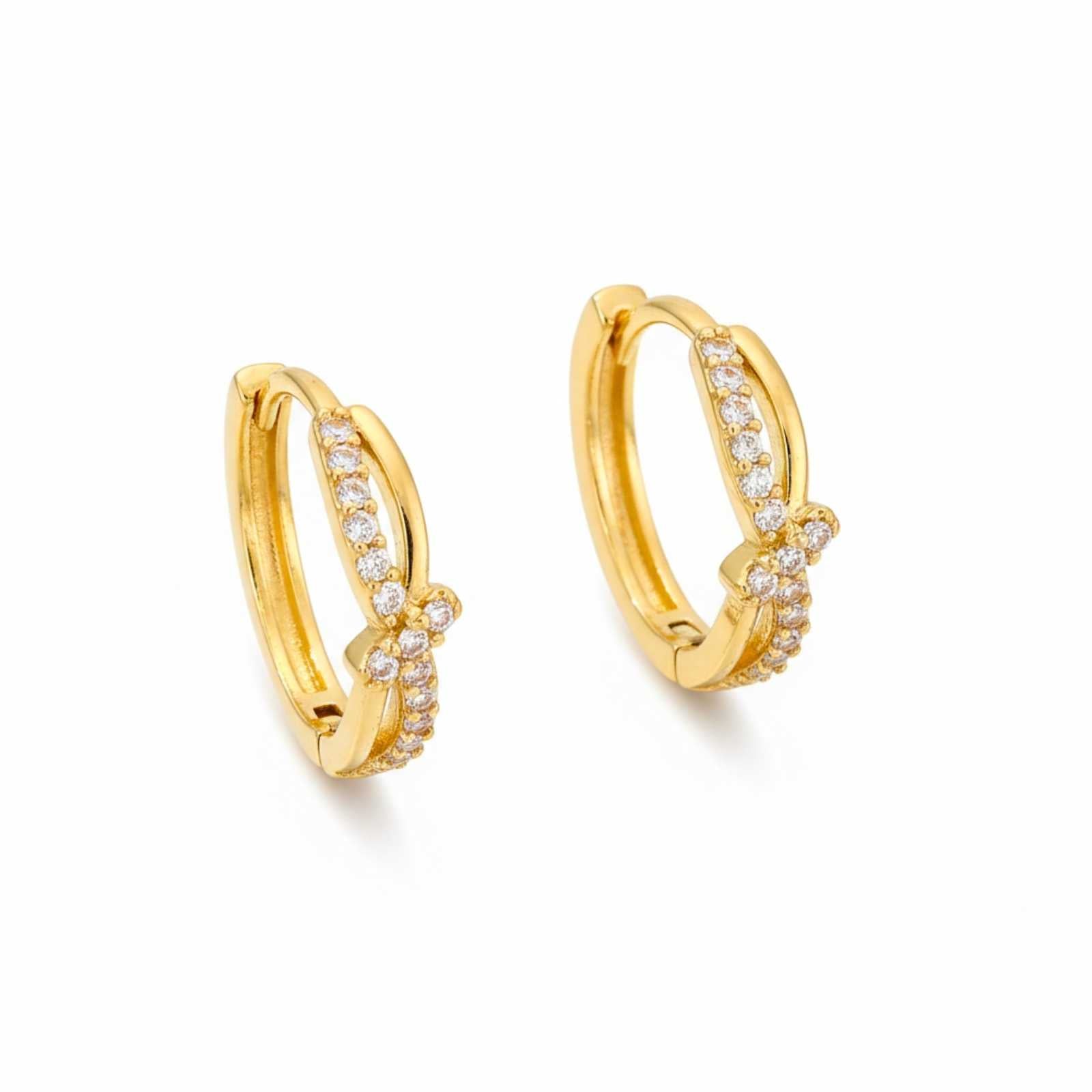 Ribbon Gold Plated Hoop Earrings For Women