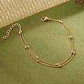 Double Layer Beaded Gold Plated Bracelet For Women