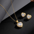 Zavera Heart Shape Pendant with Earrings Set Gold Plated