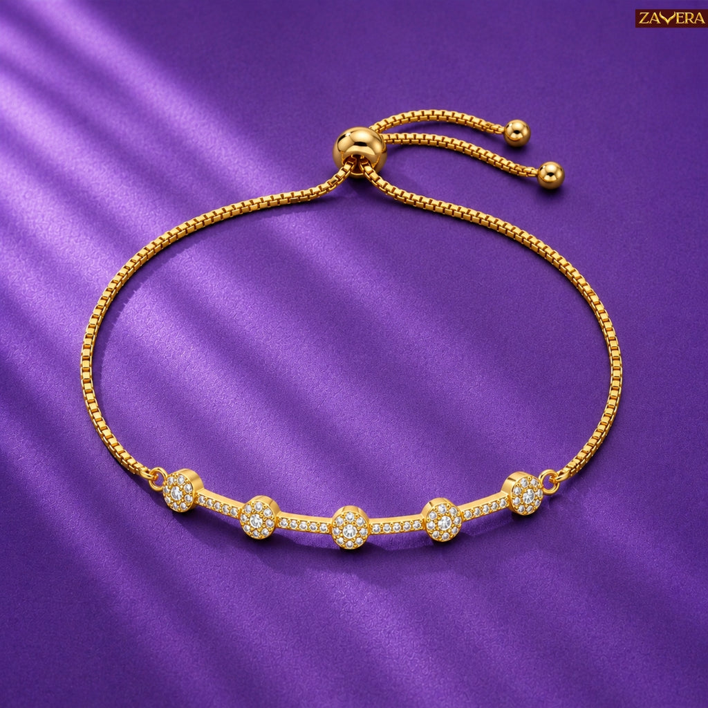 Zavera Premium Gold Plated American Diamond Bracelet for Women