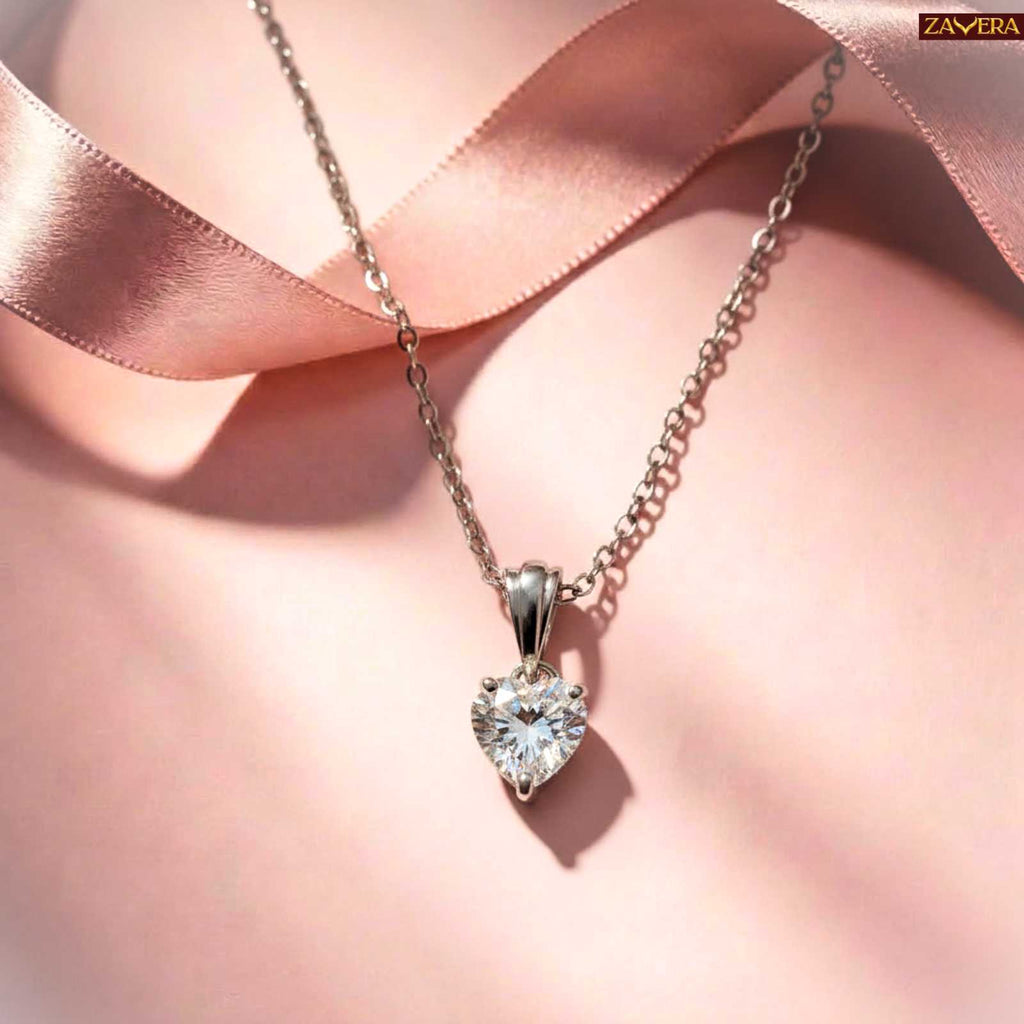 Silver Plated Heart Stone Adjustable Pendant for Women