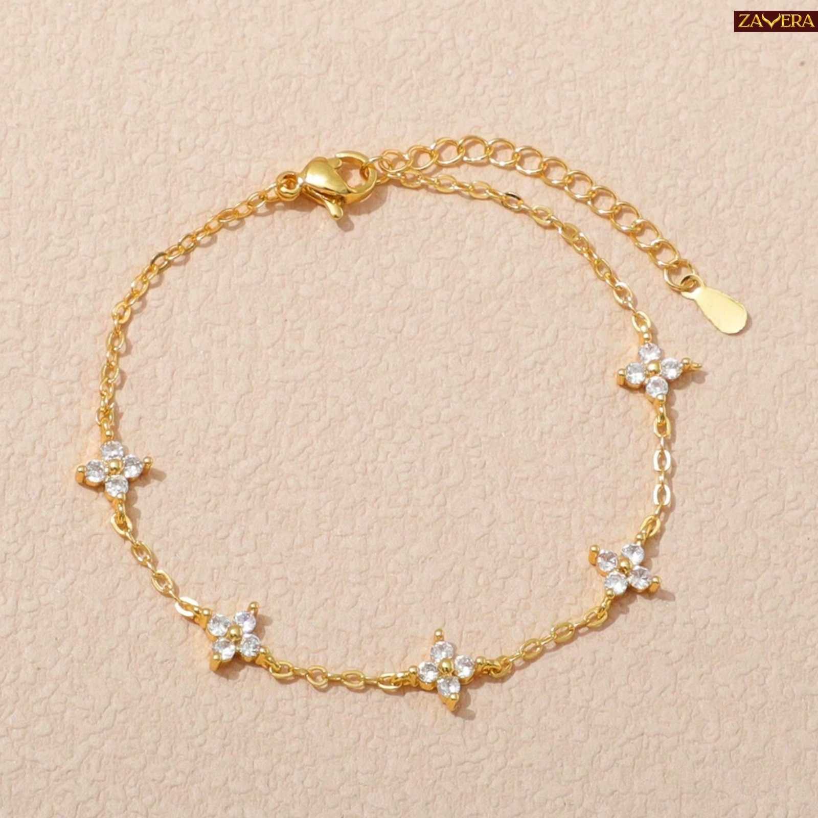 Delicate Star Stone Gold Plated Bracelet For Women