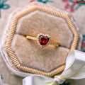 Zavera Gold Plated Ruby Heart Halo Adjustable Ring