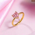 Pink Heart Gold Plated Adjustable Ring