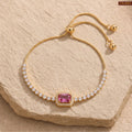 Zavera Gold Plated Pink Gemstone Bracelet for Women