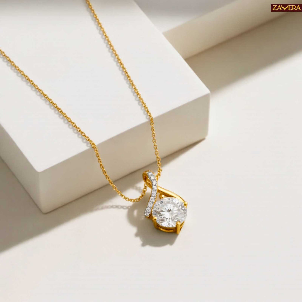 Gold Plated Solitaire Stone Adjustable pendant for Women