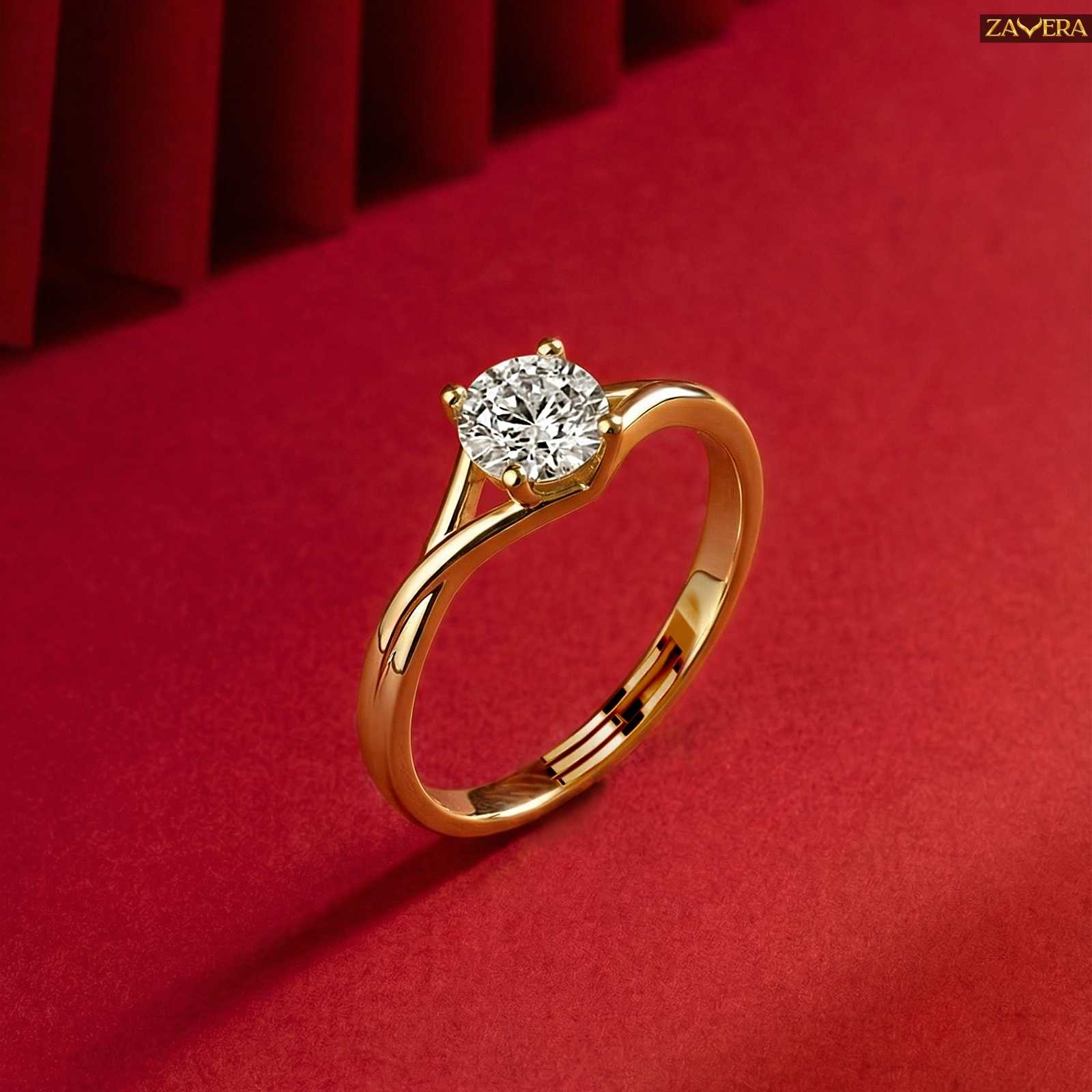 Zavera Gold Plated Twisted Band Stone Adjustable Ring